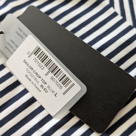 TOF Paris Sailor Crop Top, blue, size L, NWT - Picture 11 of 13